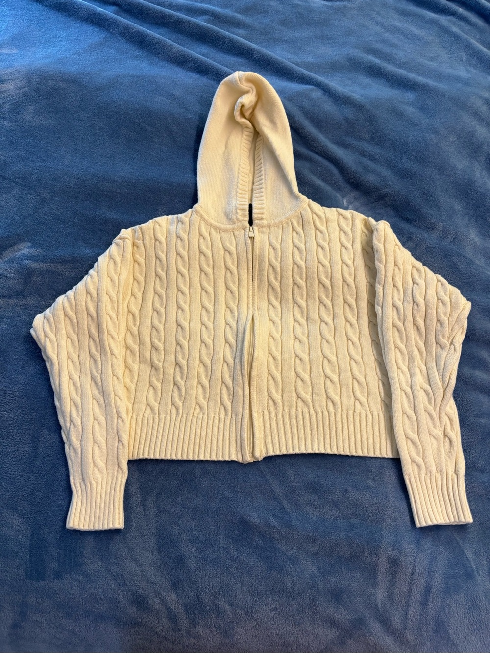 Women’s white zip up sweater